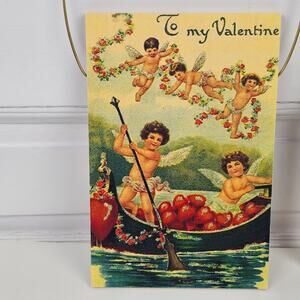 Victorian Valentine wall decor Cupids Boat cottage romantic love